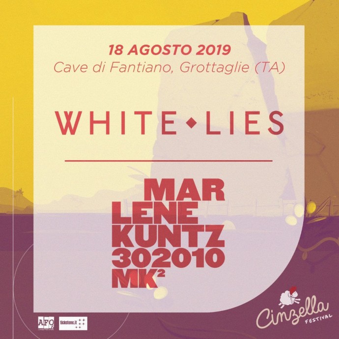 Cinzella Festival: White Lies e Marlene Kuntz si aggiungono al cast dopo Franz Ferdinand, Battles, Nu Guinea (Grottaglie, Taranto.